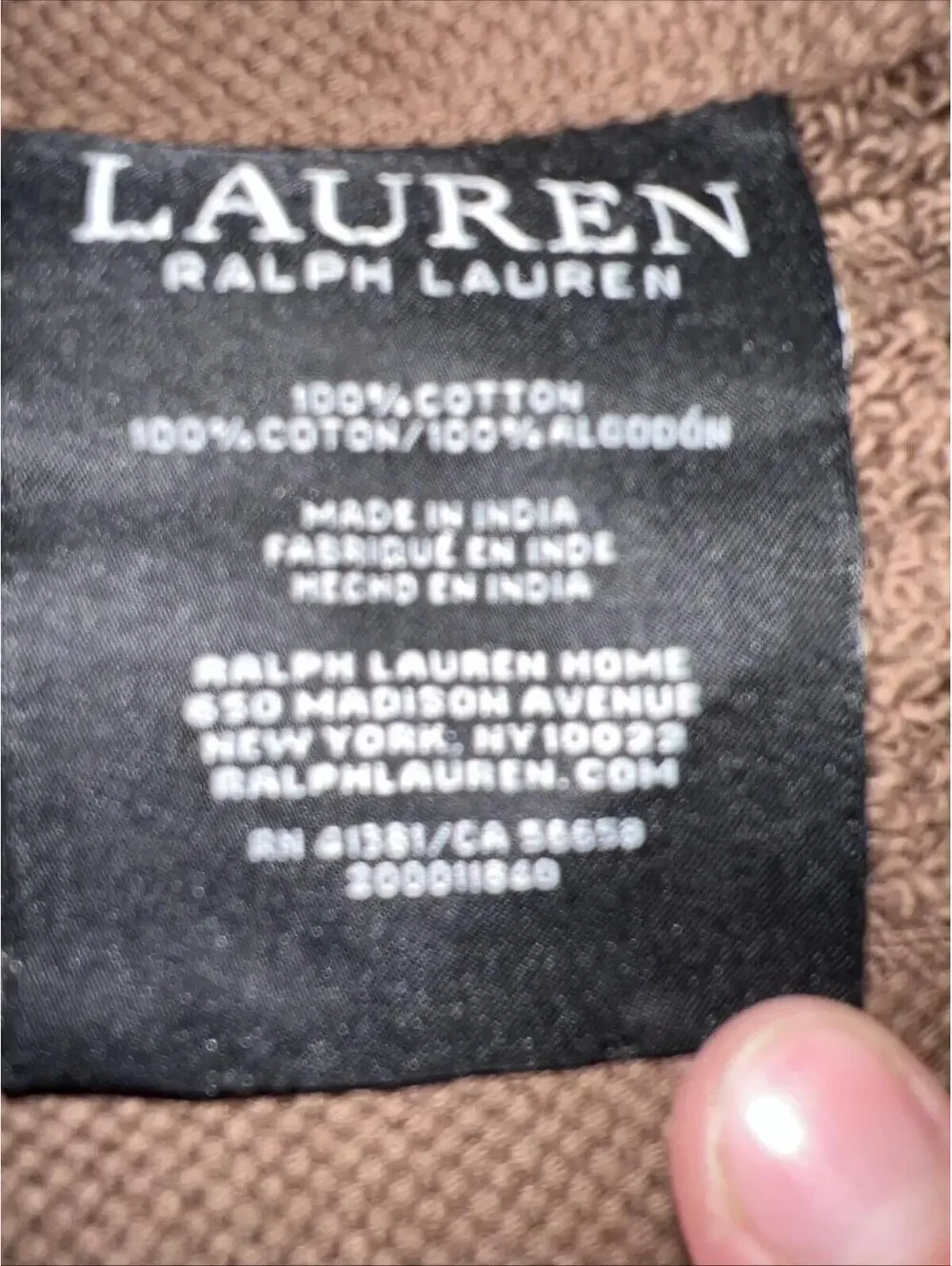 Lauren Ralph Lauren Wescott Art Brown 7 Pc Set 100% Cotton, New